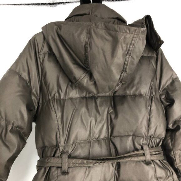 Gap brown  belted puffer trench hooded jacket Med - Picture 10 of 15